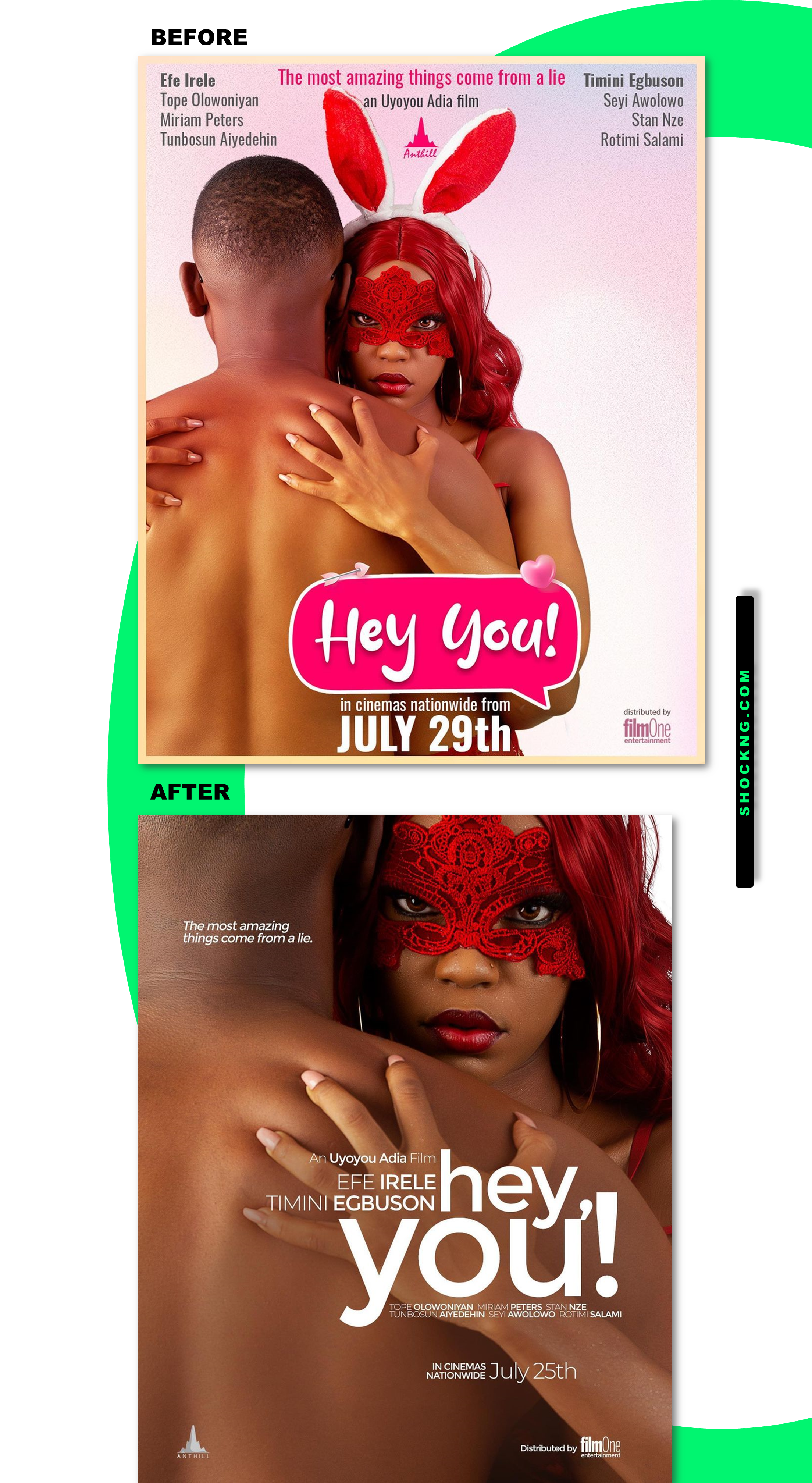 Hey You Movie poster redesign that went viral - How Tomi Wale Made “Hey You” Movie Posters Go Viral After a Visual Redesign