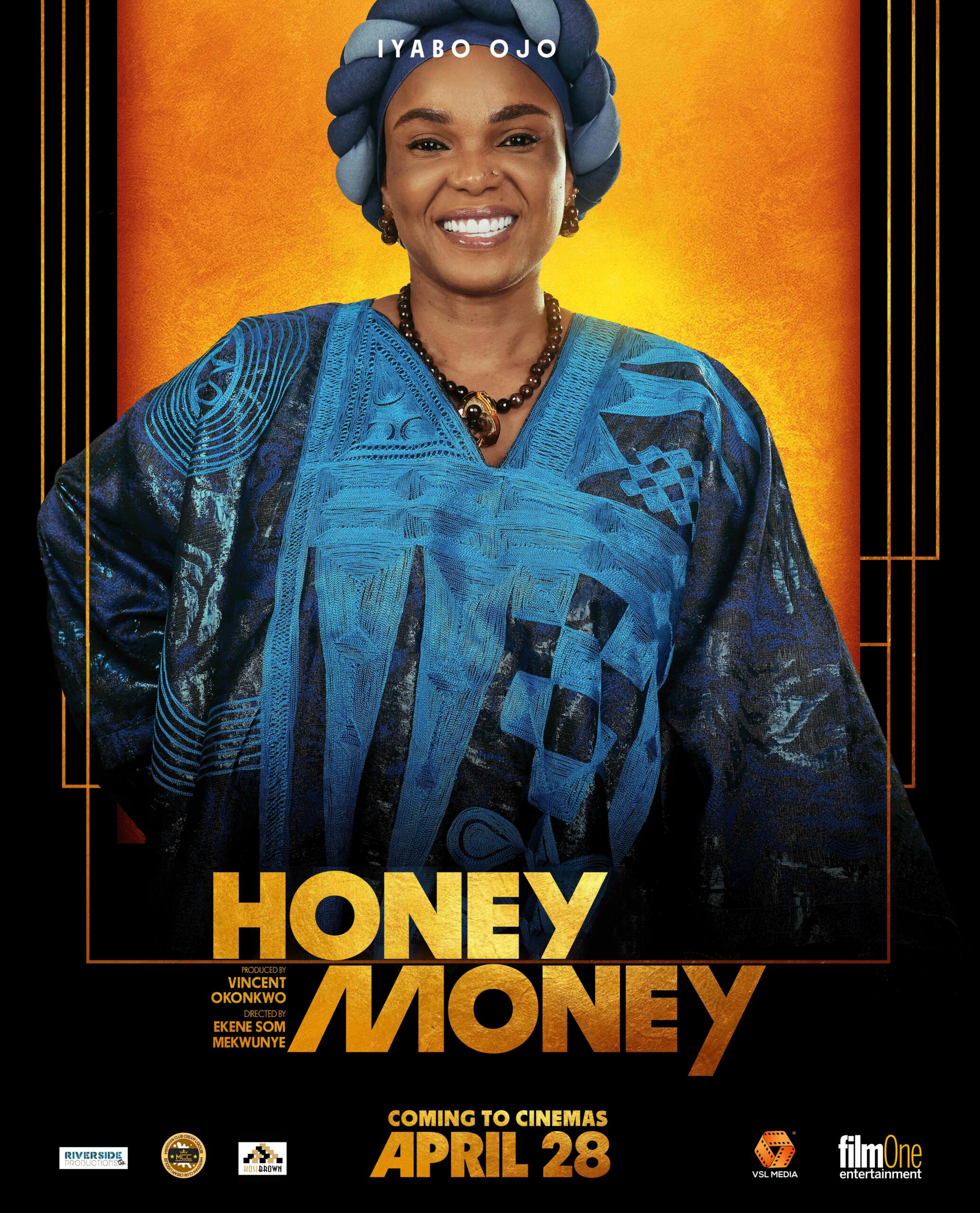 Character poster IYABO Blk  scaled - New "Honey Money" Posters Reveal Closer Character First Looks
