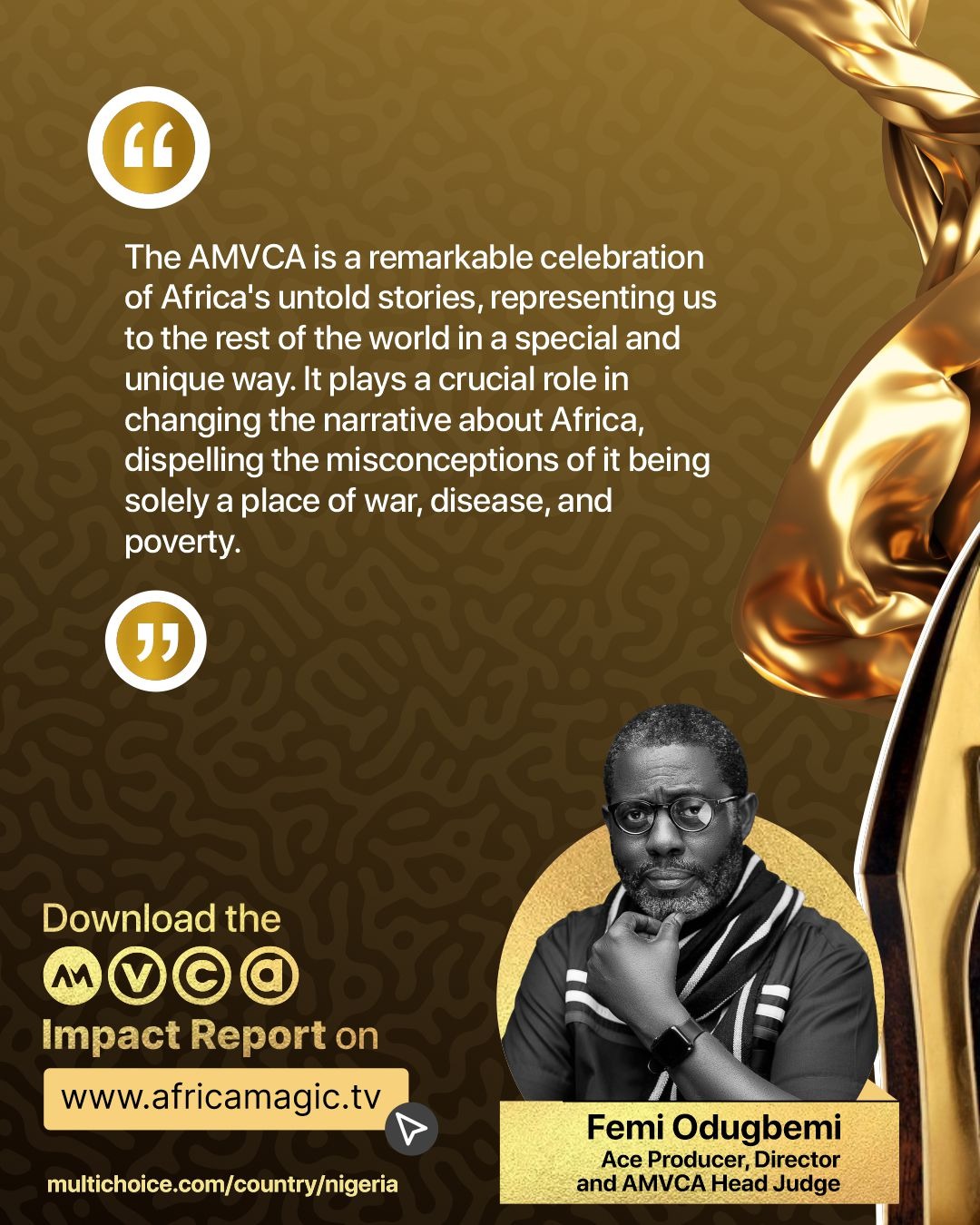 Femi Quote - Multichoice Reveals N9Billion Investment in AMVCA and Awards Impact Report On Film/TV Sector